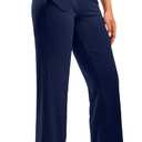 Women's Yoga Pants Wide Leg with Pockets High Waist Casual Sweatpants (Blue, L)