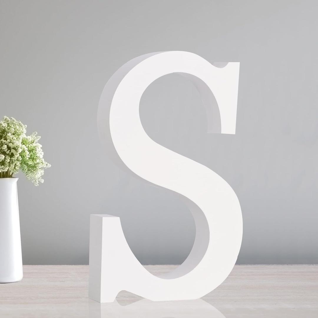 TONIFUL 7.8 Inch White Letter S and V Table Centerpiece DIY Birthday Party Decorations,White Alphabet S and V for Birthday,Chrismas,Graduation,Bridal Shower,Wedding,Anniversary Party Supplies (2Pack)