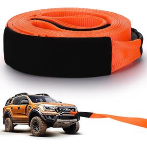 Windyun 3" x 50 ft Recovery Tow Strap Road Straps Heavy Duty Tow Rope Recovery Rope with Reinforced Loops and Protective Sleeves for Vehicle Truck Winching Gear Accessories 20, 000 Lbs