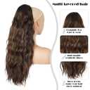 Drawstring Ponytail for Women, 26 inch Long Ponytail Extension, Synthetic Pony Tails Hair Extensions, Highlight Hair Extensions Ponytail for Daily Use (Color: Brown Mixed Honey Blonde)