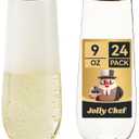 JOLLY CHEF 24 Pack Stemless Plastic Champagne Flutes Disposable 9 Oz Gold Rim Clear Plastic Toasting Glasses Shatterproof Recyclable for Party, Wedding, Birthday, Christmas