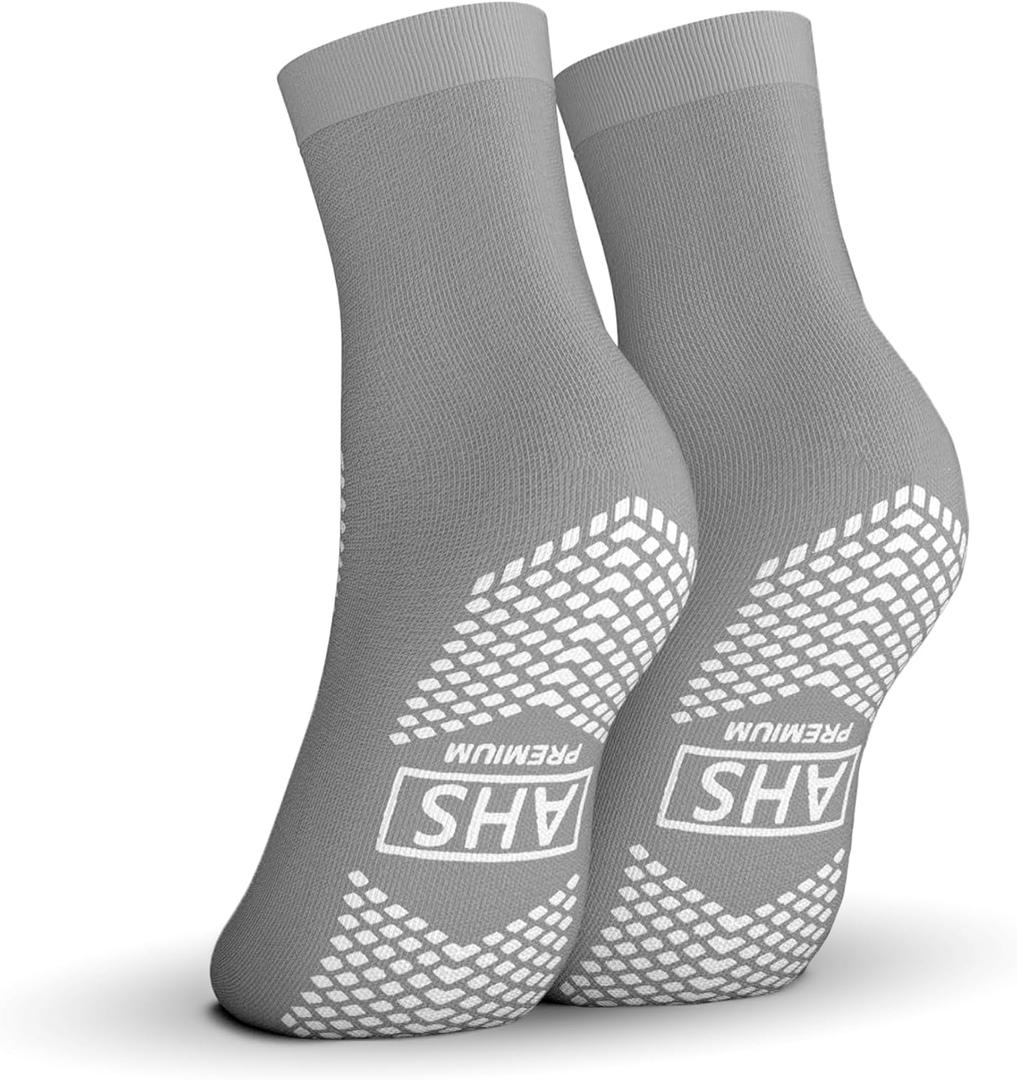 AMERICAN HOSPITAL SUPPLY Non-Slip Hospital Socks, Anti-Skid, Anti-Slip Gripper Socks for Medical or Home Use, Gray, Small, 1 Pair