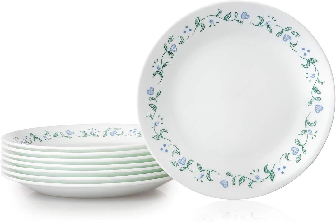 Corelle Vitrelle 6.75" Salad Appetizer Plate Set, Triple Layer Glass and Chip Resistant, Lightweight Round Plates, 6-Piece Country Cottage