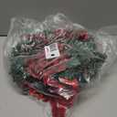 Zcaukya 2 Packs Pre-lit Christmas Wreaths, 14 Inch Buffalo Check Bowknot Wreath with 8 Lighting Modes String Lights, Artificial Front Door Wreath for Xmas Hanging Decor, with Timer