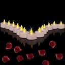 Battery Operated Tea Lights Candles: 24 Pack Realistic and Bright Flickering Holiday Gift Flameless Candles LED Electric Tea Candles for Seasonal & Wedding Party Home Decoration (Warm Yellow)