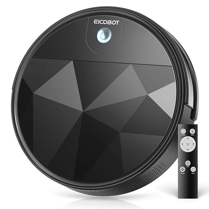 EICOBOT R20 Robot Vacuum Cleaner,Tangle-Free Suction,Quite,Slim, Automatic Self-Charging,298ml Large dustbin, Good for Pet Hair, Hard Floor and Low Pile Carpet, (Grey Black)