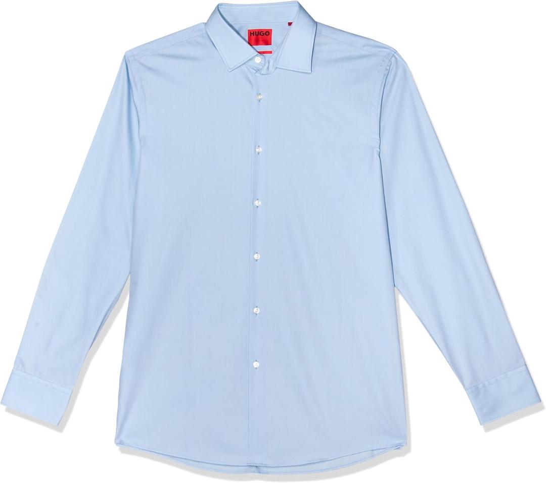 Hugo Mens Kenno Button Down Shirt (17R, Light Blue)