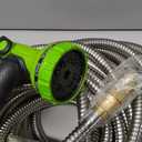 Metal Garden Hose 75 ft Water Hose 304 Stainless Flexible Lightweight Outdoor Yard Strong Durable Heavy Duty Hose Pipe with 10-Way Nozzle Solid 3/4" Brass Connectors No Kink Leakproof Outside