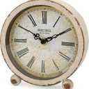 NIKKY HOME Vintage Table Clock, Metal Desk Clocks Retro Non-Ticking Clock Antique Non-Alarm Desk Clocks for Bedroom Living Room Indoor for Home Decor