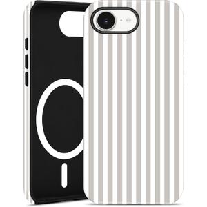 Jusy Compatible with MagSafe Striped Phone Case for iPhone 16e/17e, Cute Aesthetic Magnetic Soft TPU and Hard PC Protective Phone Cover for Women GirlsMatte - Antique White