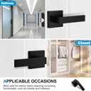 Plustool 5 Pack Matte Black Door Handles Interior, Passage Door Knobs Closet Door Levers for Hallway, Heavy Duty Square Doorknob Non-Locking Handlesets for Left & Right Sided Doors