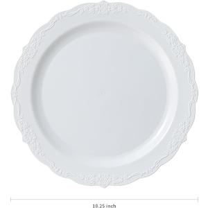 Upassion 16 Pieces White Plastic Plates - 10.25 inch White Dinner Disposable Plates - Premium Hard Disposable Dinner Plates - Party Supplies for Birthdays, Celebrations, Wedding and Events Upassion 16 Pieces White Plastic Plates - 10.25 inch White Dinner Disposable Plates - Premium Hard Disposable Dinner Plates - Party Supplies for Birthdays, Celebrations, Wedding and Events