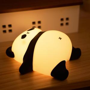Rechargeable Cute Panda Night Light, 3 Level Dimmable Nursery Nightlight with Timer, Silicone Light Cute Animal Night Lamp for Breastfeeding Toddler Baby Kids Decor, Squishy Lamps Girls Panda Gifts (1 Panda Lamp[TAP CONTROL])