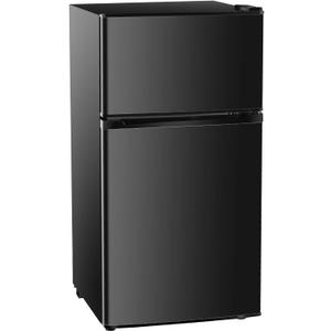 Sweetcrispy 3.2 Cu.Ft Mini Fridge with Freezer, 2 Door Small Refrigerator with Adjustable Thermostat Energy-efficient Low Noise, Compact Fridge for Bedroom, Office, Dorm, Black