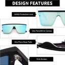 JIM HALO Flat Top Shield Sunglasses Square Mirror Rimless Glasses for Women Men