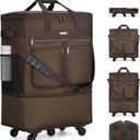 MILADA Expandable Checked Luggage Collapsible Duffle Bag 68L-98L, Coffee, Large
