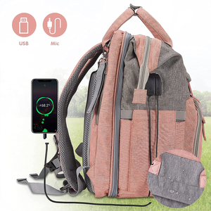 DERJUNSTAR Baby Diaper Bag Backpack with ChangingStationLarge Capacity Baby Bag for Boys & Girls, USBCharging Port, Pacifier Case, sunshade & Toy Bar,Waterproof, Baby Pink