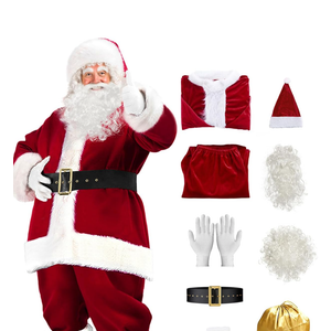 Santa Claus Costume for Men Women Adult - 9pc. Deluxe Costume Santa Suit Outfit Medium