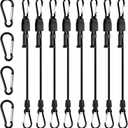 Black Bungee Cords with Hooks 24 in, with 8 Pcs Adjustable Carabiner Bungee Straps and 4 Spare Clips, UV Resistant Shock Cord