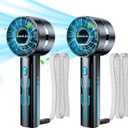 AaoLin 2pcs Portable Handheld Turbo Fan with 7000rpm High-Speed Motor USB Rechargeable Cooling Personal Fan 4-Speed, 4-16H Runtime, with Lanyard for Outdoor Travel, Women, Kids, Summer Gift