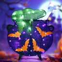 Halloween Decorations Outside Witches Cauldron - HOYECHI Outdoor Halloween Decor Lighted Cauldron 2.5FT, Light Up 3D Witch Cauldron with 60 LED Lights, for Front Yard Porch Gardens Lawns Party