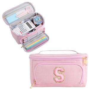 YOOLIFE Initial Pencil Case Back to School Supplies Pencil Pouch Cute Portable Gift for Office School Teen Girl Women 11 12 13 14 Year Old Girl Gifts Aesthetic Pencil Case Pencil Pouch Pink S