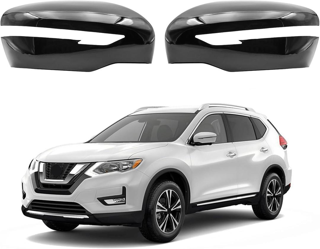 Gloss Black Side Mirror Cover Cap Fits For 2014-2020 Nissan Rogue 2015-2024 Nissan Murano Replace 963744BA0A,963734BA0A
