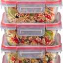 Pyrex Freshlock (5-Pack, 4 Cup) Glass Food Storage Containers Set, Airtight & Leakproof Plastic Locking Lids BPA-Free, Meal Prep Containers Set, Freezer Dishwasher Microwave Safe