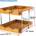 DINDON 2 Tier Pull Out Cabinet Organizer (14" W x 18" D) Slide Out Wood Drawer, Two Tier Sliding Shelf Organization and Storage