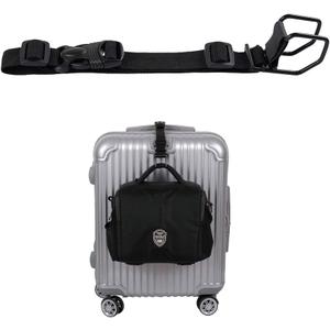 J Hook Luggage Strap Add a Bag Hook Hanger Strap, Adjustable attaches Briefcase Together (Black-Normal Size)