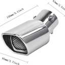Stainless Steel Car Exhaust Square Tip, 2.5" to 3.7" Universal Car Exhaust Pipe Tail Throat Tail Pipe, Modification Tailpipe Flue Muffler Rear Tip Pipe with Mesh (Curved,Silver)