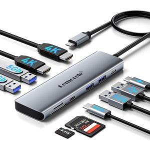 Laptop Docking Station Dual HDMI Monitor, 10 in 1 USB C Hub with 2 HDMI Ports, PD Charging, SD/TF, 5 USB C/A Ports, Laptop Docking Station for Dell XPS/HP/Lenovo/Surface(MacOS only Supports SST Mode)