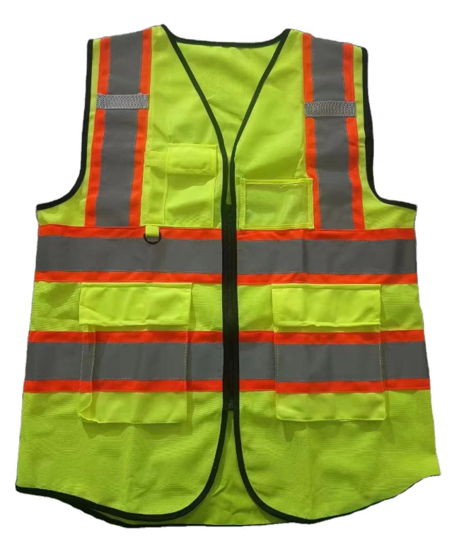 Guardian Reflective Safety Vest for Women Men High Visibility Security With Pocket Zipper Front Meet ANSI/ISEA Standard (5X-Large, Green(cloth))