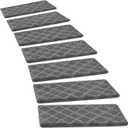 PURE ERA Bullnose Carpet Stair Treads Set Tape Free Non-Slip Indoor Stair Protectors Pet Friendly Rugs 9.5" x 30"(2 Pieces,Grey Diamond Trellis)
