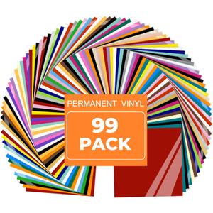 Prime Vinyl Permanent Vinyl, 99 Pack 12 "x 12" Vinyl Sheets Compatible for Cutting Machine, Adhesive Sheets for Home Decor, Party Decal Sticker