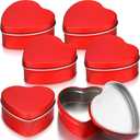 6 Pcs Heart Shaped Metal Tins with Lids