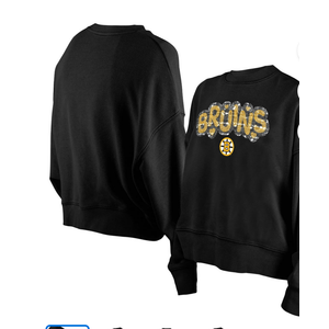 Girls Youth New Era Black Boston Bruins Flip Sequin Sweatshirt 4/5 kids