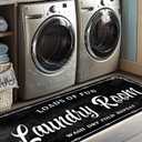 Laundry Room Rug Runner 20X59inch Non Slip Laundry Floor Mat Durable Entrance Rug Area Rug for Kitchen Washhouse Hallway Black Farmhouse Laundry Room Mat