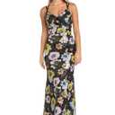 Black Sequin Floral Long Formal Dress with Strappy Back, Size XS