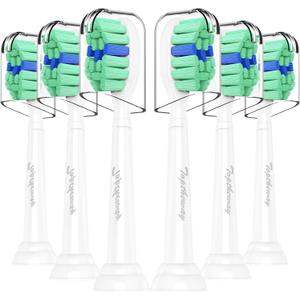 Toptheway Toothbrush Replacement Heads Compatible with Philips Sonicare C1 C2, Plaque Control Electric Toothbrush Head for ProtectiveClean 4100 5100 5300, 6 Pack (White)