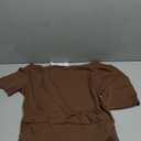 MEROKEETY Women's Off The Shoulder Short Sleeve Tops 2026 Summer Casual Going Out Trendy Y2k T Shirts (Medium, Brown)