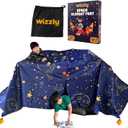 Wizzly Space Blanket Fort Kit for Kids, Creative Fort Building Kit for Kids, Ages 4-8 & 8-12, Large Lightweight Blanket and Tent Weights for Make a Fort, Indoor/Outdoor Playhouse Toys for Boys & Girls