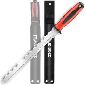Insulation Knife & Sod Cutter Knife, 11.14-Inch Stainless Steel Sharp Double Sided Blade for foam insulation, Rockwool and Lawn Repair (Long Red)