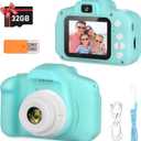 Kids Camera, HD Digital Video Camera, Childrens Toys for 3 4 5 6 7 8 9 Year Old Boys/Girls, Selfie Camera for Kids, Christmas Birthday Gifts with 32GB SD Card (Green)