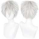 Amazon.com: ANOGOL Hair Cap+ Short White Wig for Men Silver White Men's Cosplay Wig Short Silver Mixed White Anime Wigs with Bangs Ivory Hair Straight Fluffy Silvery Halloween Wigs Christmas Party Costume : Clothing, Shoes & Jewelry