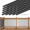Muzata 25Pack 32" Aluminum Deck Balusters Round Black Deck Railing Stair Porch Staircase Spindles 3/4" Diameter Hollow for Railing Fencing Porch Stair WT15