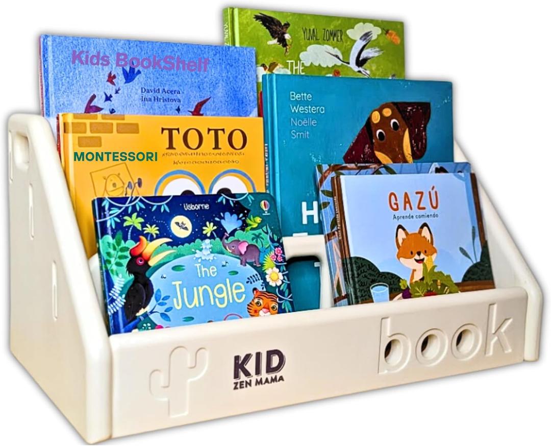 Kids Bookshelf  3-Tier Montessori Bookcase, Small Storage for Toddlers, Lightweight, BPA-Free HDPE, Rounded Edges, Tool-Free Assembly, Easy to Clean, Perfect for Nursery and Playroom