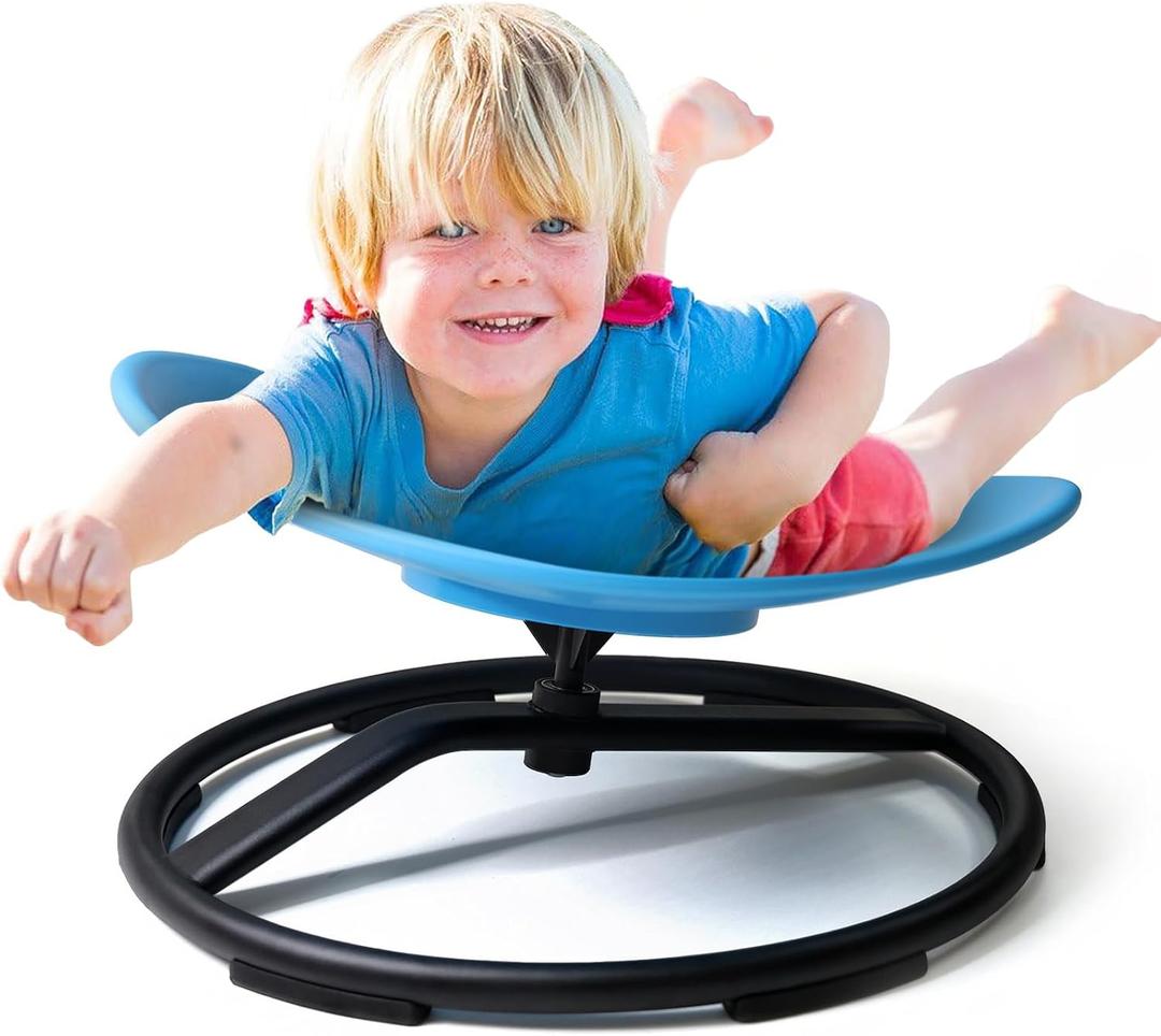 Kids Sensory Swivel Chair, Sensory Spinning Chair for Autism Kids, Body Coordination Training Chairs, Spin Seat, Metal Base, Non-Slip Design (Blue)