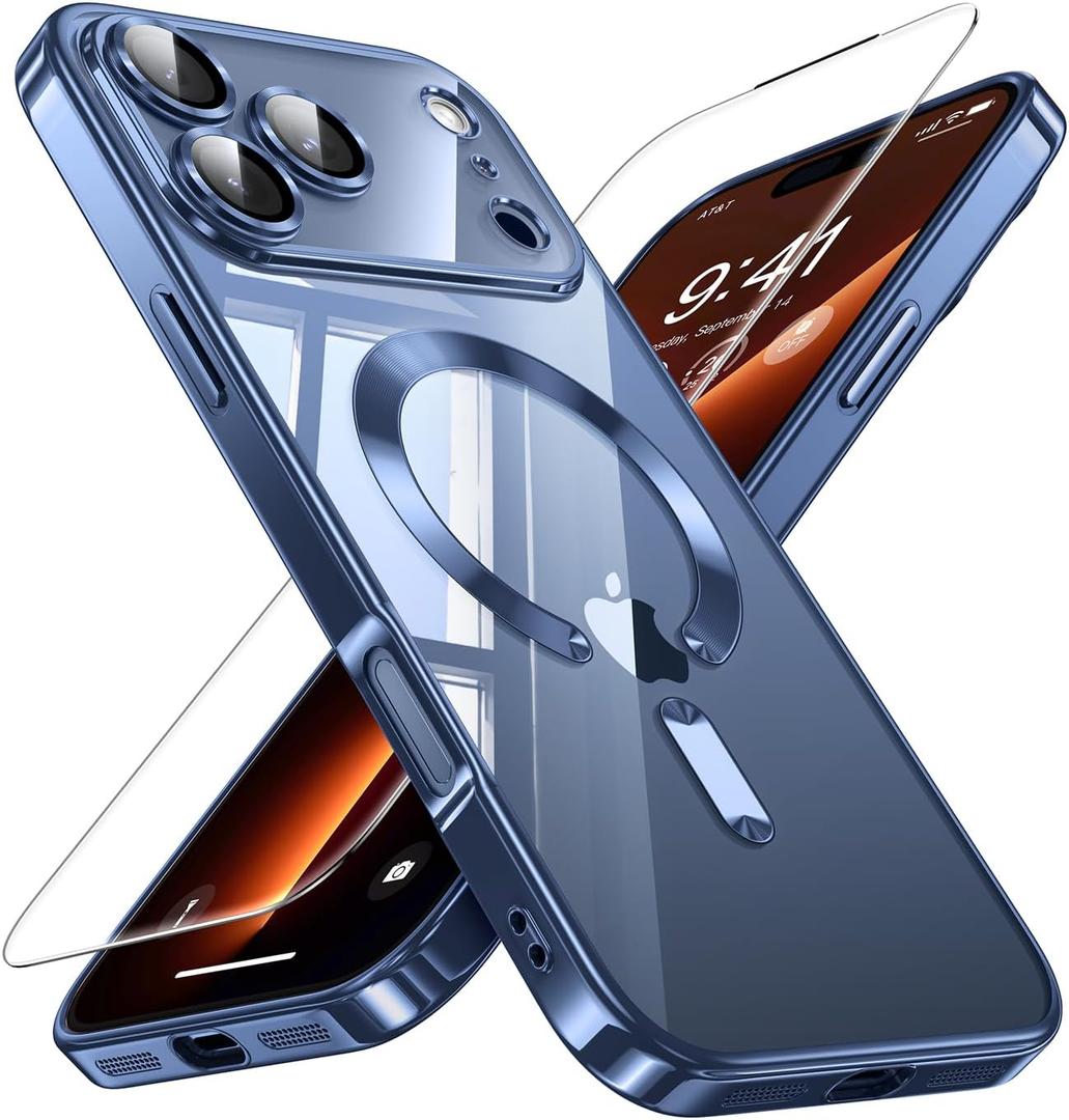 JUESHITUO for iPhone 17 Pro Max Case with Full Camera Lens Protector(Compatible with MagSafe)(Military Grade Drop Protection) 1X Screen Protector, Case for iPhone 17 Pro Max, Blue