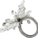 ITOS365 Napkin Rings Set of 12 for Dining Table Decoration Parties Everyday Metal Napkin Holder Leaf White (Pack of 12)